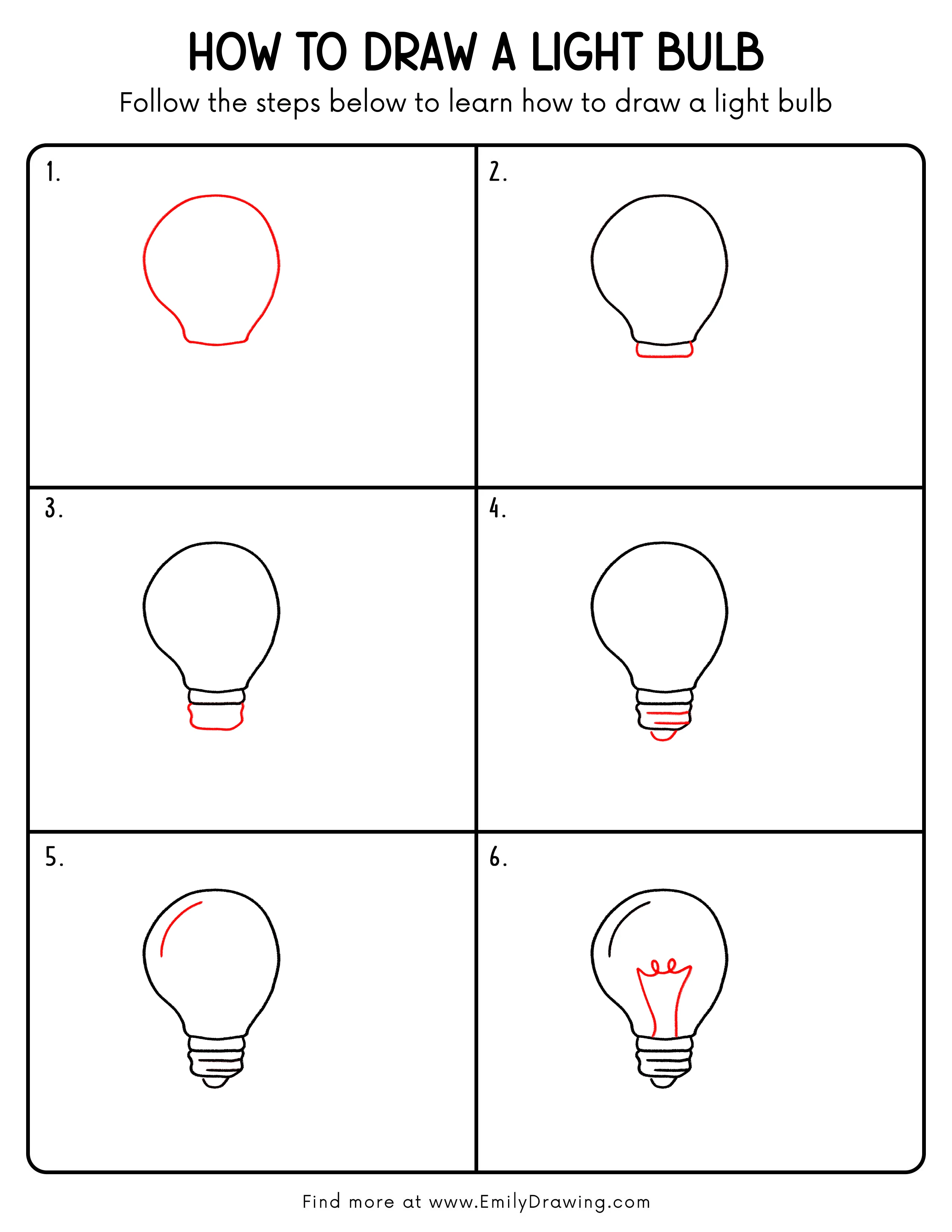 Printable Light Bulb Drawing Guide